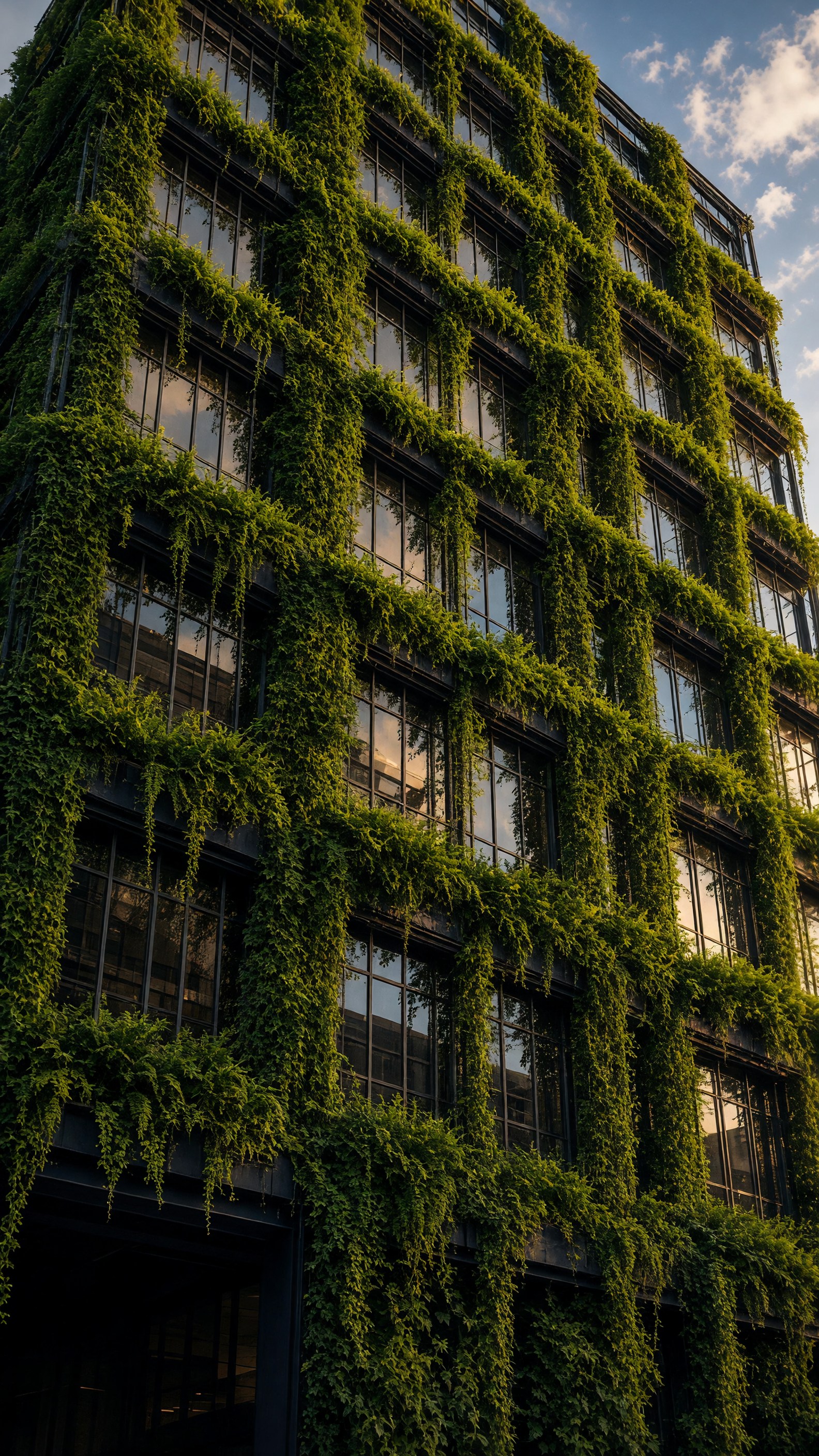 Edificio a vetrate con giardino verticale